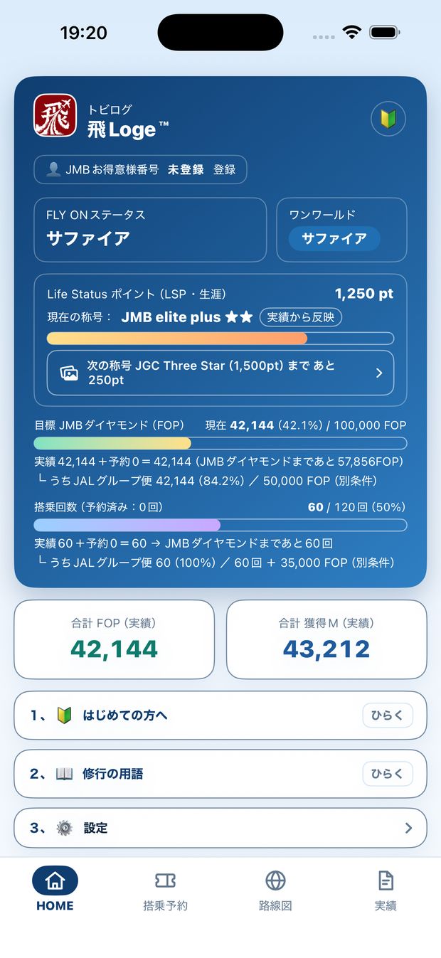 目標までの進捗を表示したホーム画面