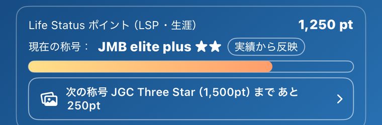 Life Status ポイントと次の称号までの残り